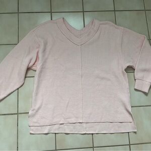 Aerie Wonder Textured V Neck Oversized Sweatshirt Sz S NWOT! Pink